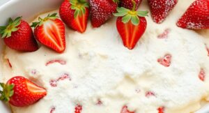 Запеканка с творогом и клубникой