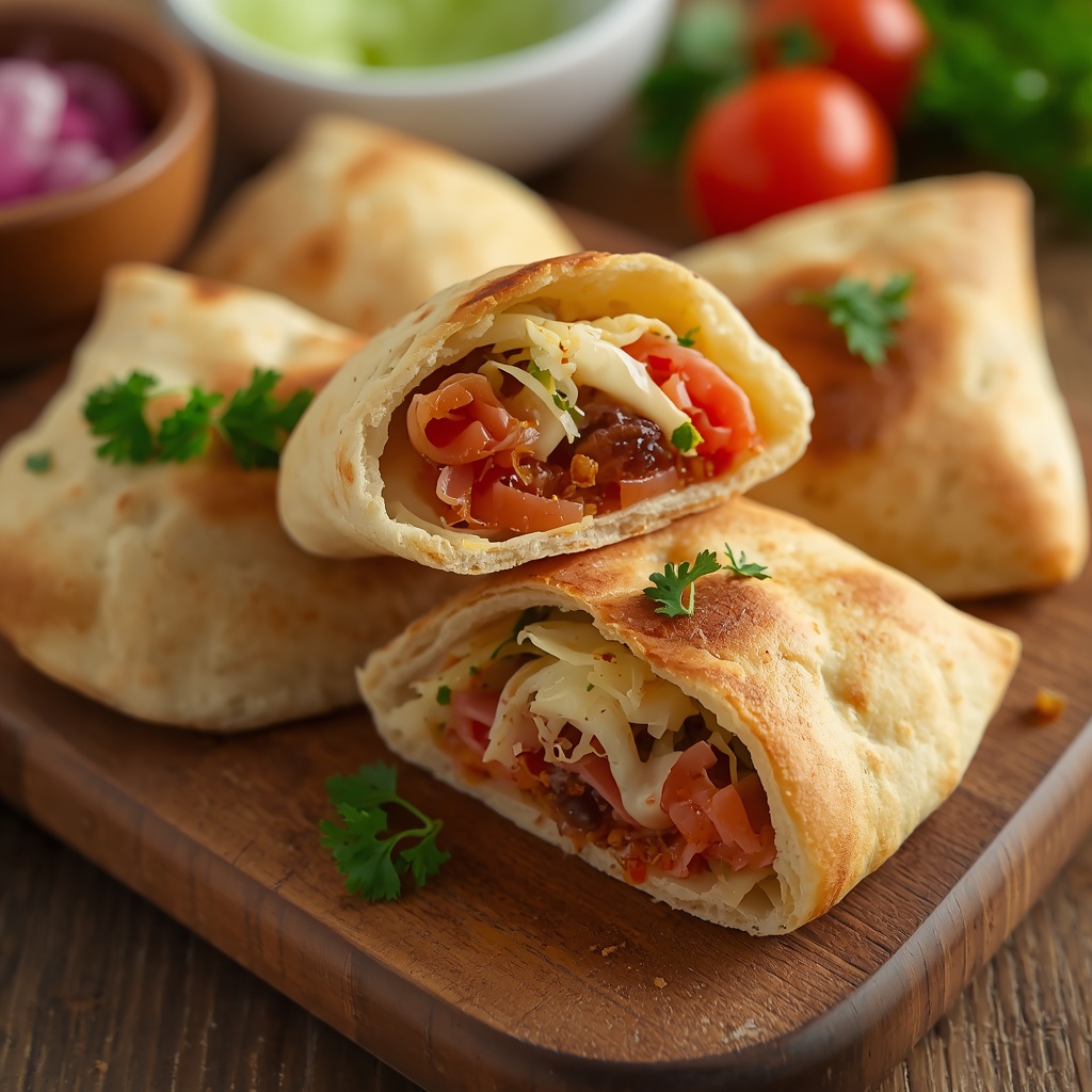 Фаршированная пита с ветчиной и овощами