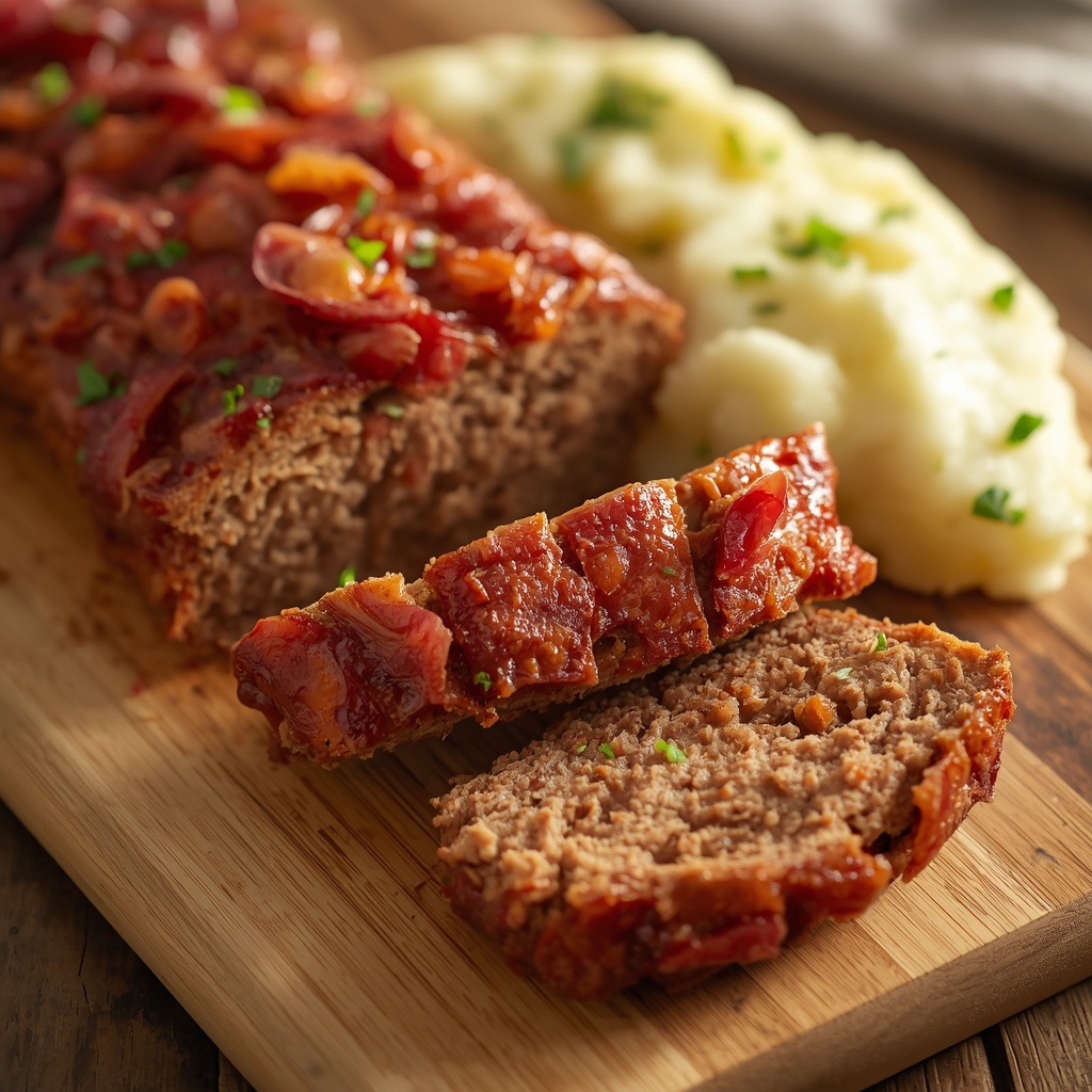 Мясной хлеб с беконом и овощами — сытное блюдо