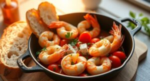 Саганаки с креветками