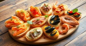 Тосты с морепродуктами