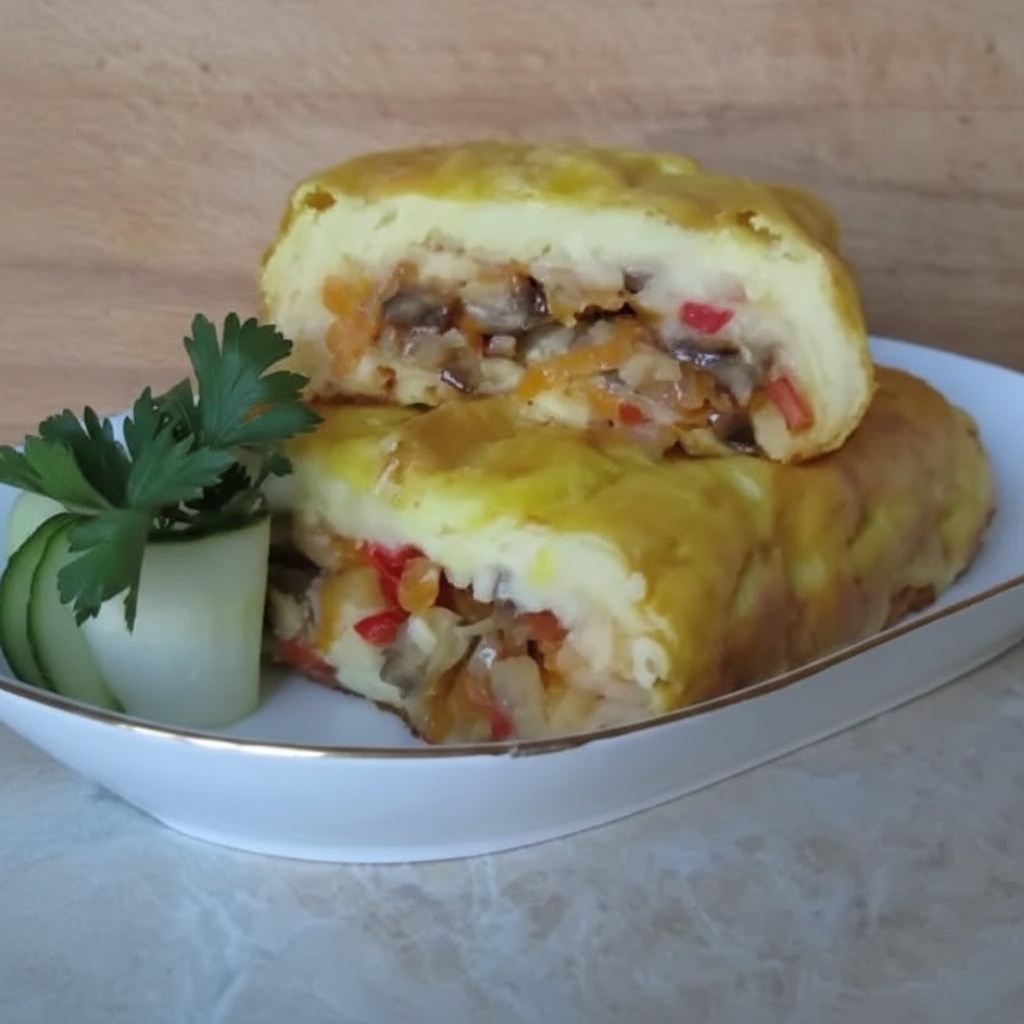Картофельный рулет с начинкой из капусты