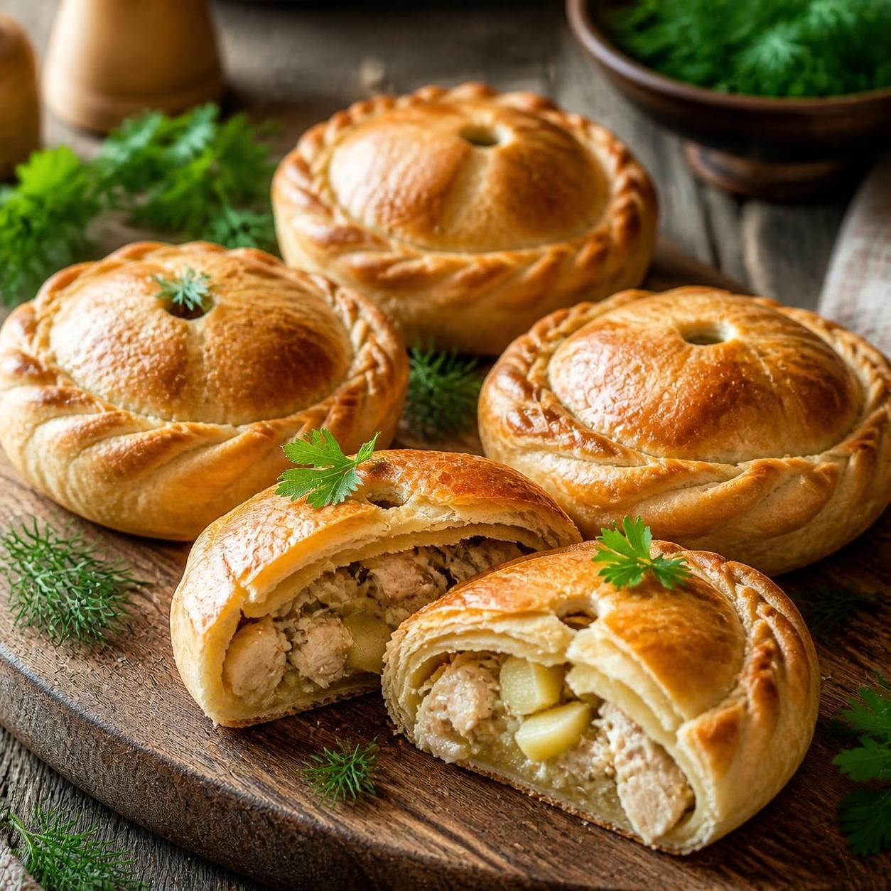 Курники с куриной начинкой — сытная и ароматная выпечка