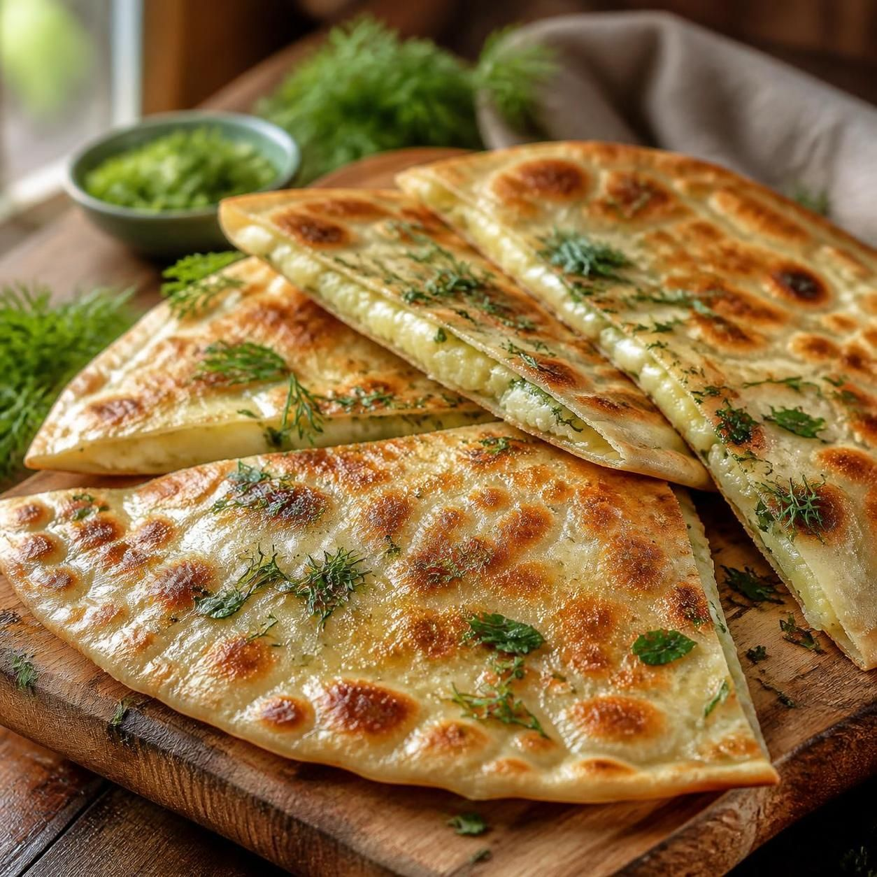 Кутабы с картофелем и зеленью — сытная и ароматная выпечка