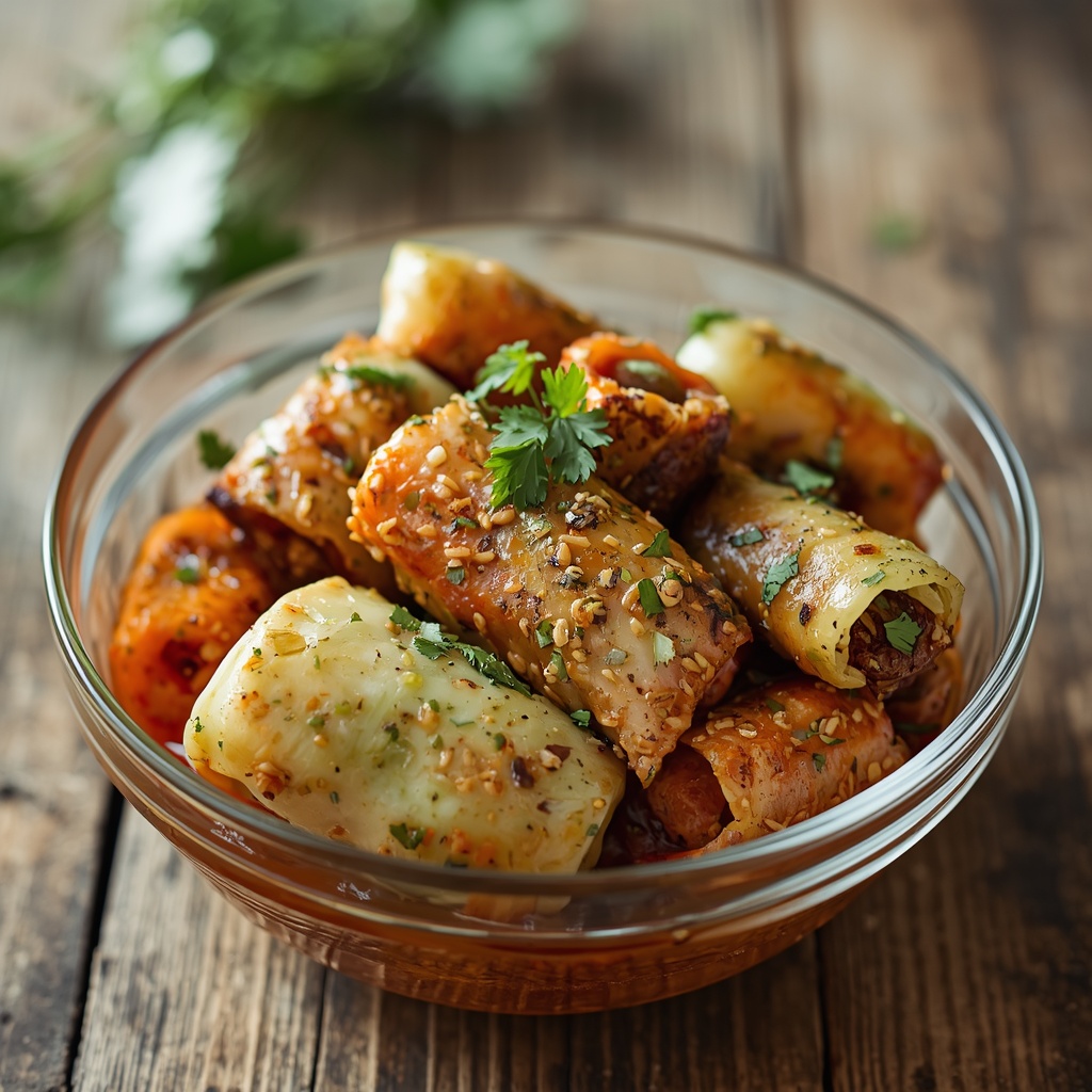 Маринованные капустные рулетики — хрустящая закуска