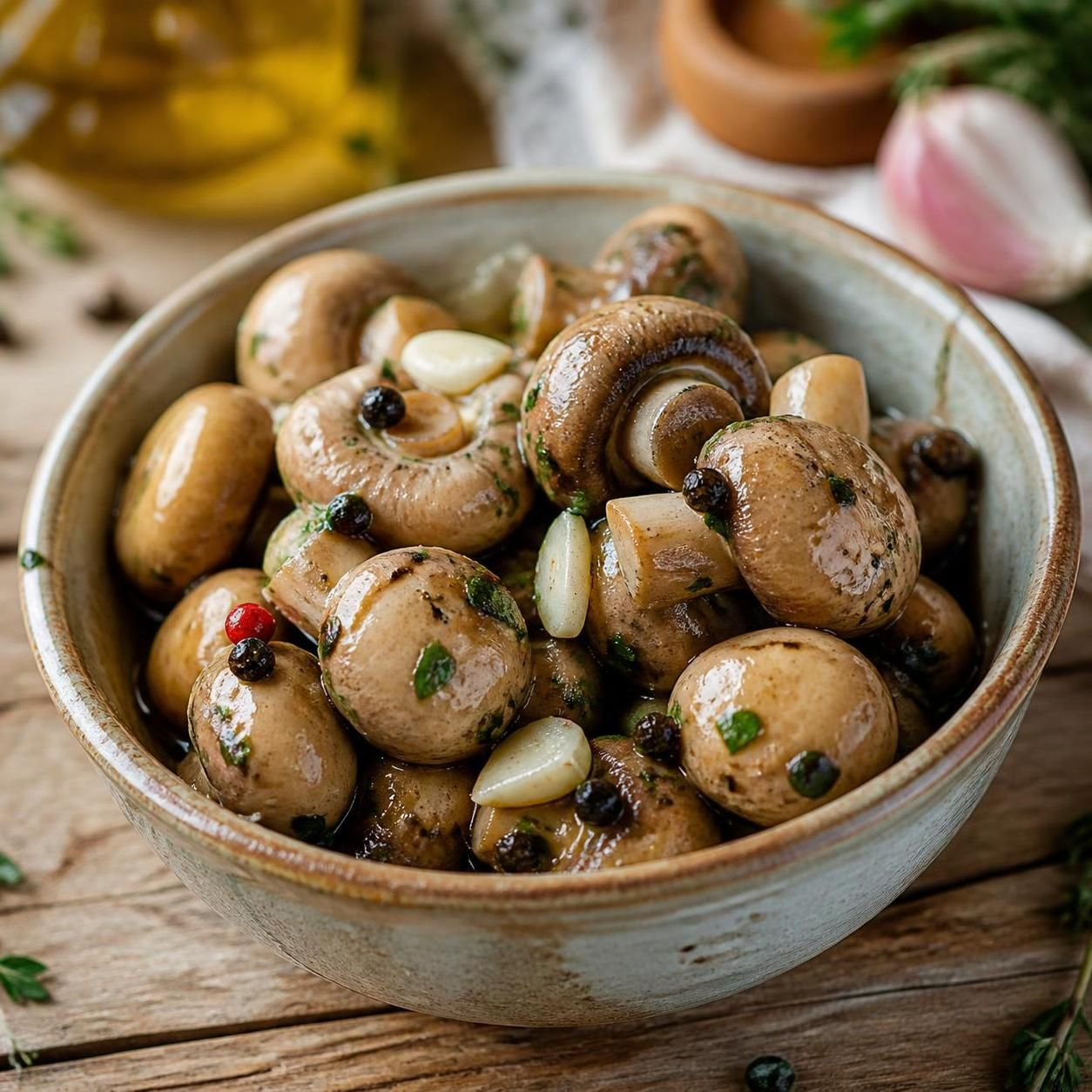 Маринованные шампиньоны — чудо закуска с чесноком